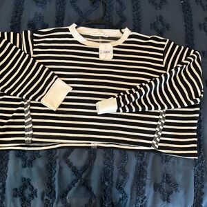 Striped Black and White Long Sleeve Top